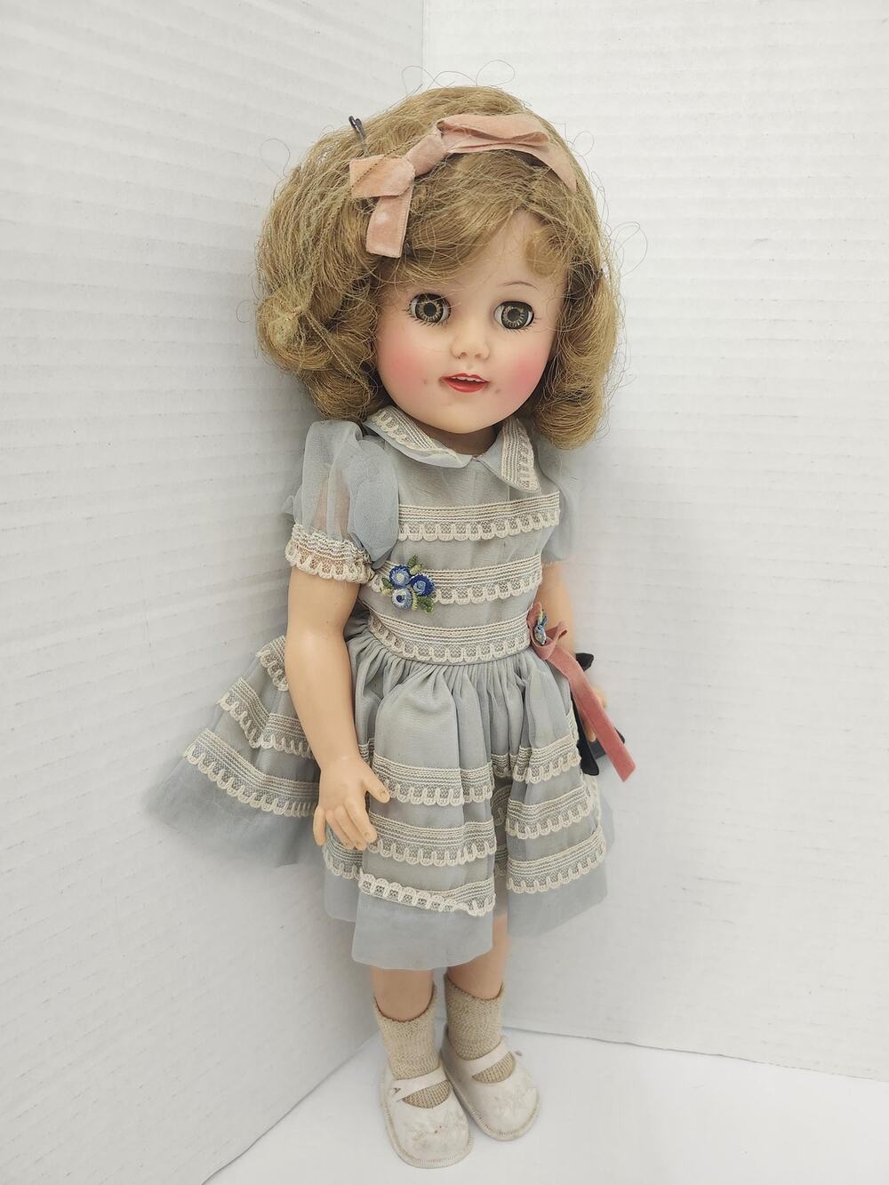 Vintage 1950s Ideal Shirley Temple Doll Blue Lace Dress